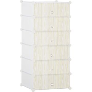 6 Tier Shoe Rack Plastic Storage Cabinet Modular Shoe Tower White - Homcom