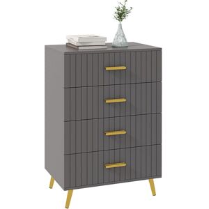 Homcom - Bedroom Chest of Drawers, Modern Drawer Dresser, Storage Drawer Unit with Aluminium Legs 60W x 40D x 90Hcm