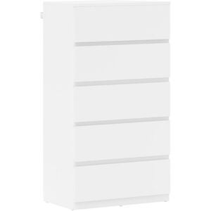 Homcom - High Gloss Chest of Drawers, 5 Drawers Dresser, Modern Storage Drawer Unit with Soft Closing Mechanism for Bedroom White New