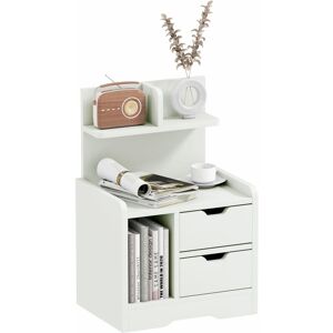 HOMCOM Modern Bedside Table w/2 Drawer and Storage Shelves Chest for Bedroom