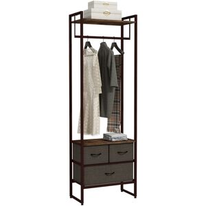 Homcom - Clothes Hanging Rail with 3 Fabric Drawers Storage Shelves for Hallway