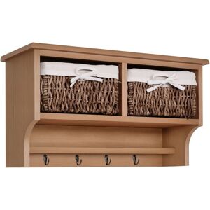 Homcom - Entryway Coat Rack Wall Mounted with Shelf Hooks Baskets Brown