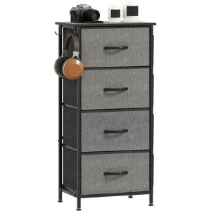Homcom - Fabric Chest of Drawers, 4 Drawer Dresser for Bedroom, Charcoal Grey