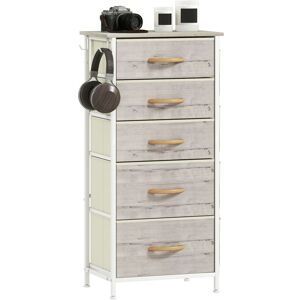 Homcom - Fabric Chest of Drawers, 5 Drawer Dresser for Bedroom, Natural Wood