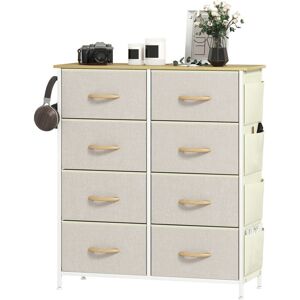 Homcom - Fabric Chest of Drawers, 8 Drawer Dresser for Bedroom, Beige