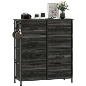 Homcom - Fabric Chest of Drawers, 8 Drawer Dresser for Bedroom, Black