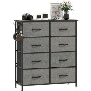 Homcom - Fabric Chest of Drawers, 8 Drawer Dresser for Bedroom, Charcoal Grey