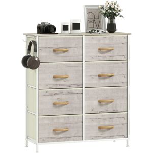 Homcom - Fabric Chest of Drawers, 8 Drawer Dresser for Bedroom, Natural Wood
