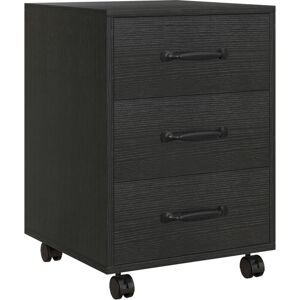 Homcom - File Cabinet with 3 Drawers, Under Desk Mobile Filing Cabinet Black