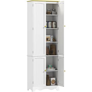 Homcom - Freestanding Kitchen Cupboard 4-Door Storage Cabinet w/ 4 Shelves, White