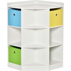 HOMCOM Kids Bookcase, 3 Tier Toy Organiser Storage Unit BookShelf with 3 Non-woven Fabric Drawers, Anti-tip Device, for Bedroom, Children's Room,