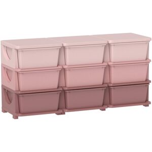 Homcom - Kids Storage Units with Drawers 3 Tier Chest Dresser Tower Pink
