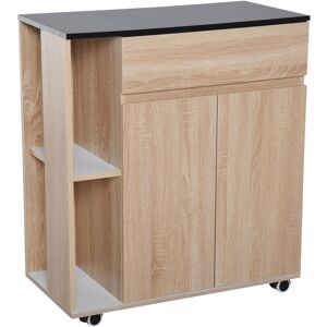Kitchen Storage Trolley Cart Cupboard Rolling Island Shelves Locking - Homcom