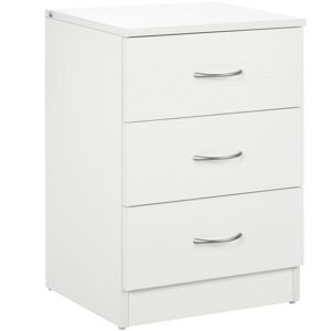 Modern 3 Drawers Side Cabinet Wooden Bedside Table White - Homcom