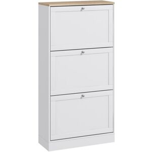 HOMCOM Narrow Shoe Cabinet with 3 Flip Drawers for 18 Pairs of Shoes White