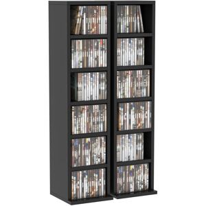 Homcom - Set of 2 cd Media Display Shelf Unit Tower Rack Adjustable Black