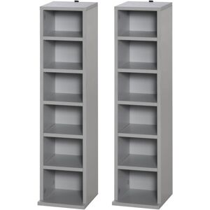Homcom - Set of 2 cd Media Display Shelf Unit Tower Rack Adjustable Grey