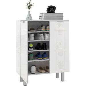 HOMCOM Shoe Storage Cabinet with Soft-Close Hinges & Adjust Shelves, High Gloss