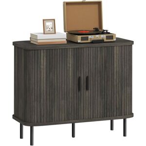 Sideboard Storage Cabinet with Slatted Tambour Sliding Doors Grey - Homcom
