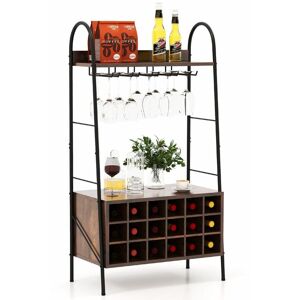 Costway - Industrial Detachable Wine Bar Storage Sideboard Freestanding Wine Bar Cabinet