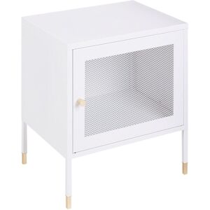 Beliani - Industrial Modern Bedside Table Nightstand Mesh Door Steel White Ossett
