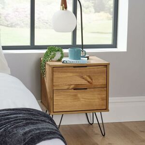 Acadia - Industrial Wooden Bedside Cabinet End Side Tables Nightstand Storage 2 Drawer