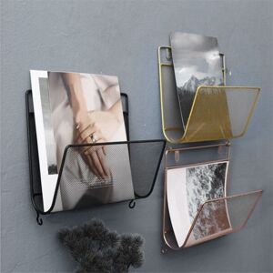 TLILY Iron Book Rack Metal Newspapers Wall Mounted Bookshelf Storage Shelves Office Simple Style Gold