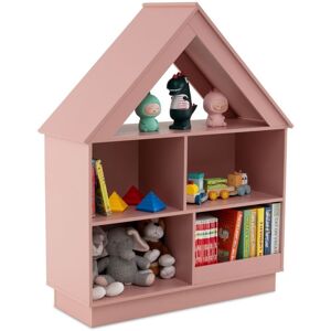 Costway - Kids Dollhouse Bookshelf Wooden 5-cubby Toy Storage Organizer