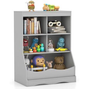 Costway - Kids Storage Shelf Children Toy Storage Organizer w/ 5 Bins-Grey