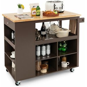 Costway - Kitchen Island Rolling Storage Trolley Cart Cupboard With 4 Adjustable Shelves