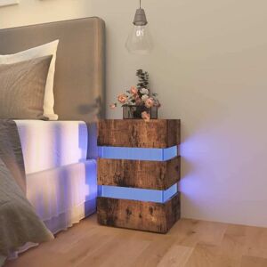 BONNEVIE LED Bedside Cabinet,Bedside table,Nightstand Smoked Oak 45x35x67 cm Engineered Wood VSVS83863