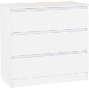 SECONIQUE Malvern 3 Drawer Chest - L40 x W80 x H77 cm - White