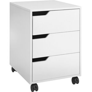 HOMCOM Mdf Mobile File Cabinet w/ 3 Drawers Locking Wheels Metal Rails White