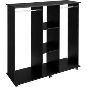 Homcom - Mobile Double Open Wardrobe w/ Clothes Hanging Rail Colthing White