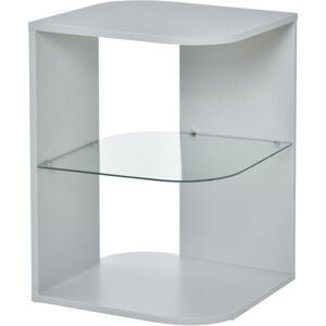 Homcom - Modern Side Table Three Layer Bedside Table Nightstand w/ 2 Storage Shelves Grey