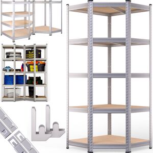 monzana 5 Tier Freestanding Corner Shelving Unit Heavy Duty Plug-In Units Industrial Racking Warehouse Shed Workshop Storage 180x70x40cm 875KG Capacity/175KG