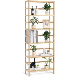 Mophorn 6-Tier Bamboo Shelf, Open Wood Bookshelf, Display Storage Rack Organizer, Freestanding Plant Stand, Multifunctional Bamboo Bookshelf for
