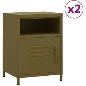 Bonnevie - Nightstands 2 pcs Olive Green 35x35x51 cm Steel VSVS7390782
