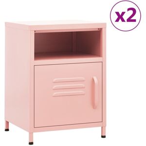 Bonnevie - Nightstands 2 pcs Pink 35x35x51 cm Steel VSVS9695954