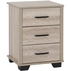 Seconique - Oliver 3 Drawer Bedside - L40 x W45 x H60.5 cm - Light Oak Effect