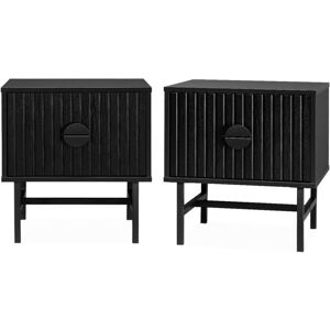 Sweeek - Pair of industrial style bedside tables with drawer, Bazalt, Black, 48x39x50 cm