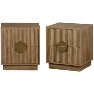 Sweeek - Pair of mango wooden effect 2-drawer bedside tables, Celian, Brown, 42x38x50 cm