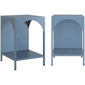Sweeek - Bedside table, industrial side table (set of 2), Soho, Dark blue, 35x35x52 cm