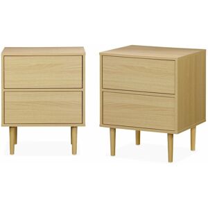 Sweeek - Pair of bedside tables with wood-effect, Mika, Natural, 48x40x59 cm