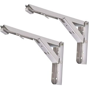ZVD Piece Wall Mounted Folding Shelf Brackets Triangular Folding Shelf Brackets Space Saving Workbench Table Brackets (Stainless Steel f - 8')