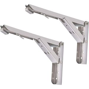 ZVD Piece Wall Mounted Folding Shelf Brackets Triangular Folding Shelf Brackets Space Saving Workbench Table Brackets (Stainless Steel f - 8')