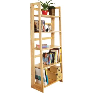 Premier Housewares Interiors by Premier Hevea Wood Five Tier Shelf Unit, Living Room Shelving Unit, Wooden Ladder Shelves For Storage Solution