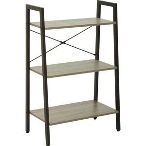 Premier Housewares - Interiors by Premier Three Tier Grey Oak Veneer Ladder Shelf Unit, Functional Industrial Narrow Shelf, Stylish Tall Cupboard