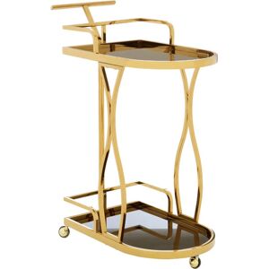 Premier Housewares Interiors by Premier Durable 2 Tier Gold And Wavy Design Trolley, Elegant Design Storage Trolley, Versatile Kitchen Trolley