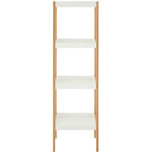 Premier Housewares - White Shelf Unit Bathroom Caddy Wooden Four Tier Bamboo Shelving Unit Bathroom Storage Units Freestanding Bathroom Standing